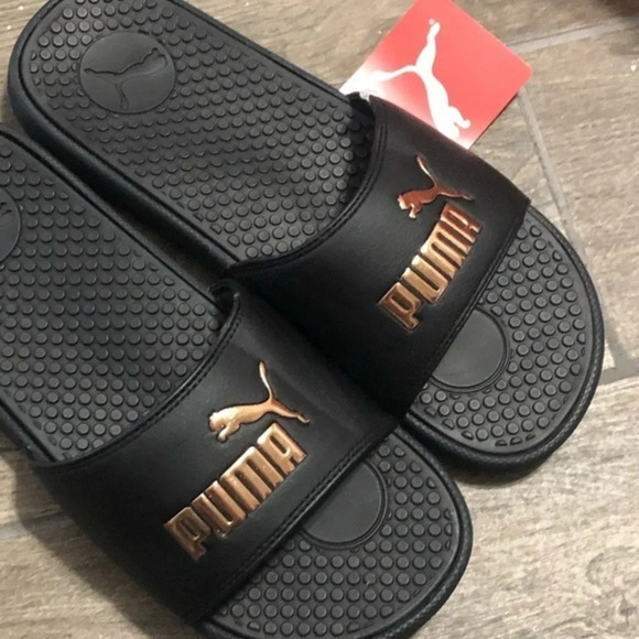 Puma women’s slides black and rose gold sporty activewear athletic streetwear - Picture 2 of 2